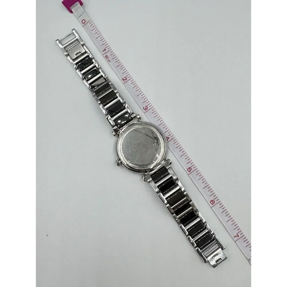 Diamonique Baguette CZ Bezel Black Stainless‎ Steel Statement Watch NEW BATTERY